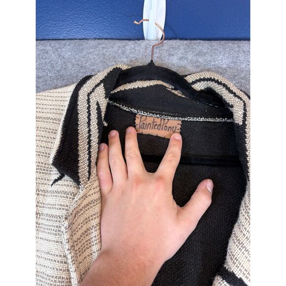 VINTAGE Painted Pony Jacket Womens S/M Beige Woven Oversized Southwestern Tribal - Picture 5 of 6